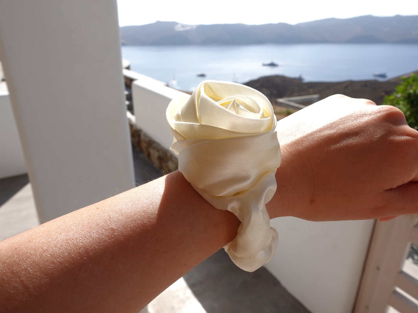 Satin Rose Flower Hair Tie